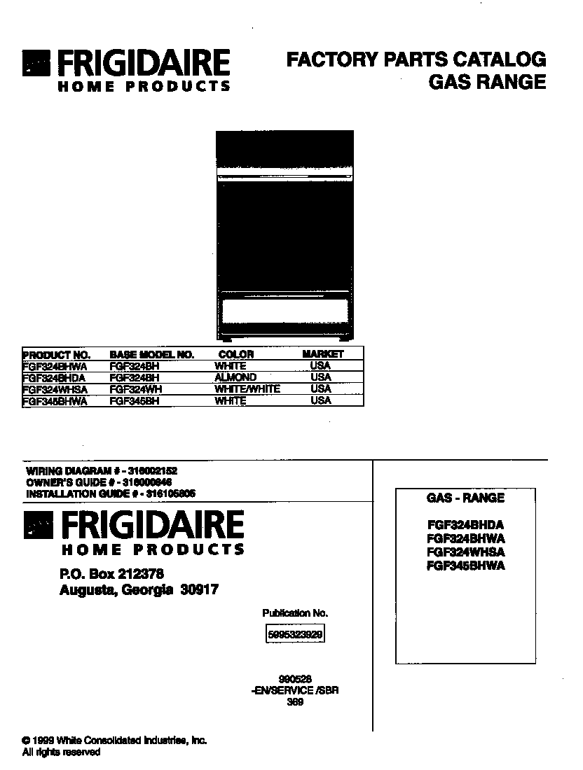Frigidaire FGF324BHWA cover diagram