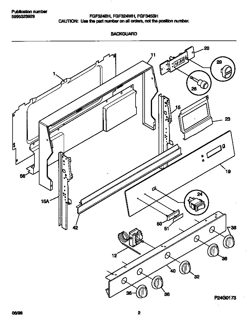 Frigidaire FGF324BHWA backguard diagram