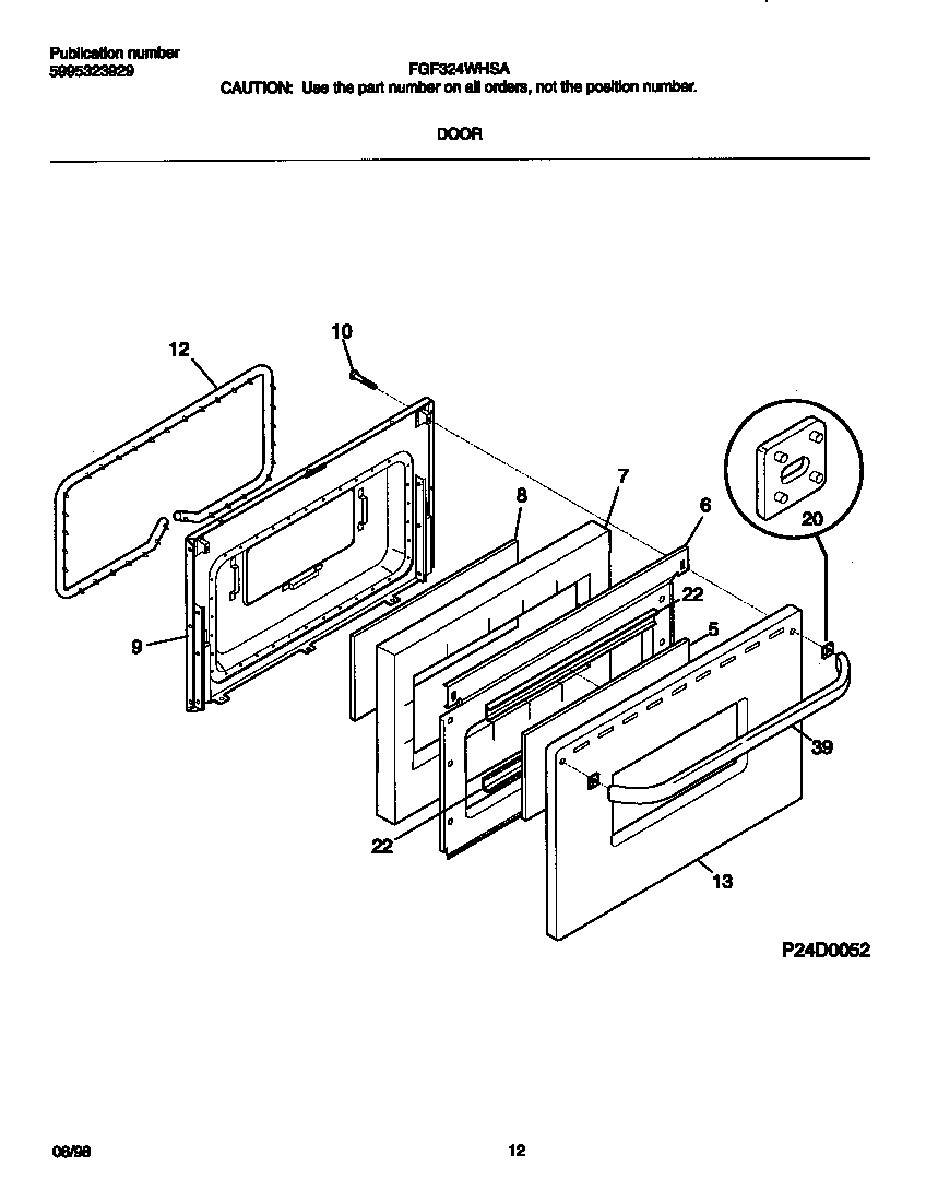 Frigidaire FGF324BHWA door diagram
