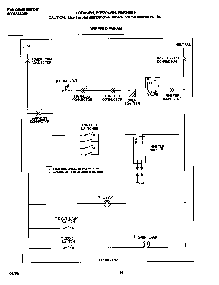 Frigidaire FGF324BHWA wiring diagram diagram