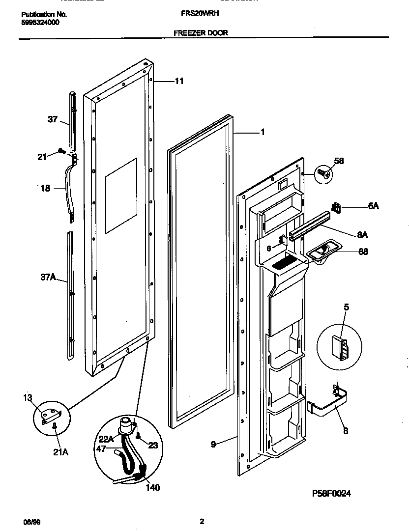 Frigidaire FRS20WRHD1 frzr door diagram