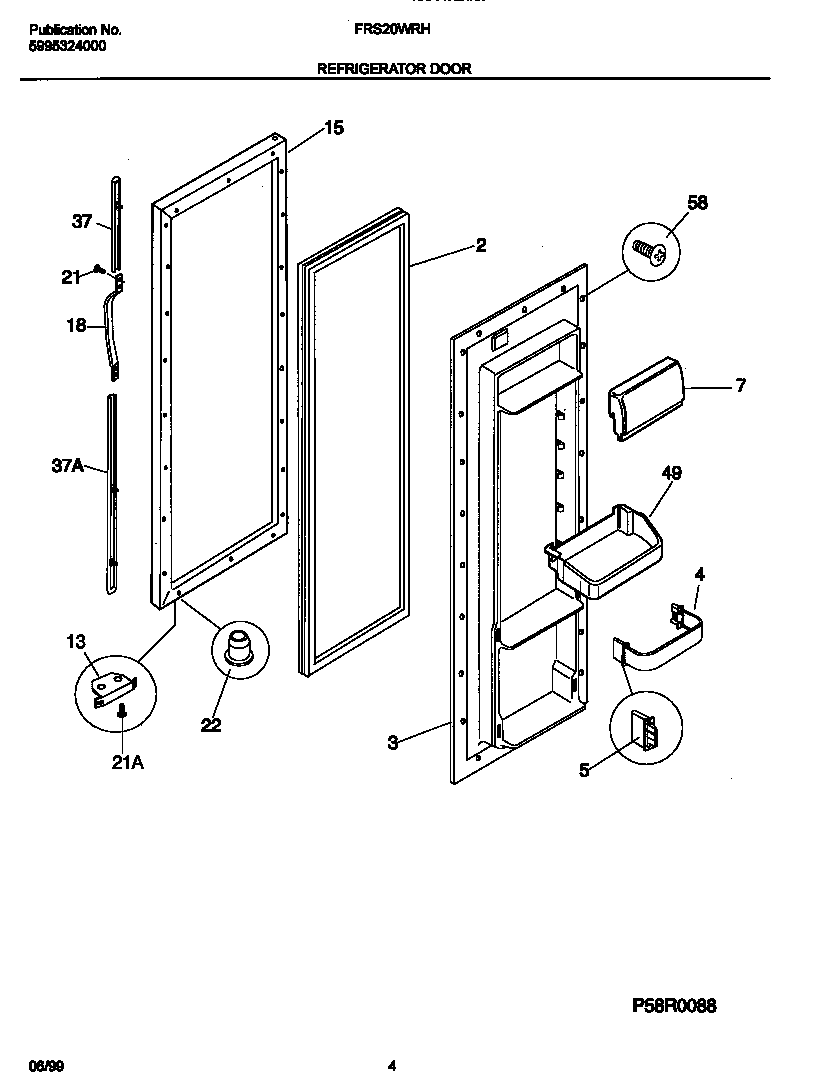 Frigidaire FRS20WRHD1 refr door diagram