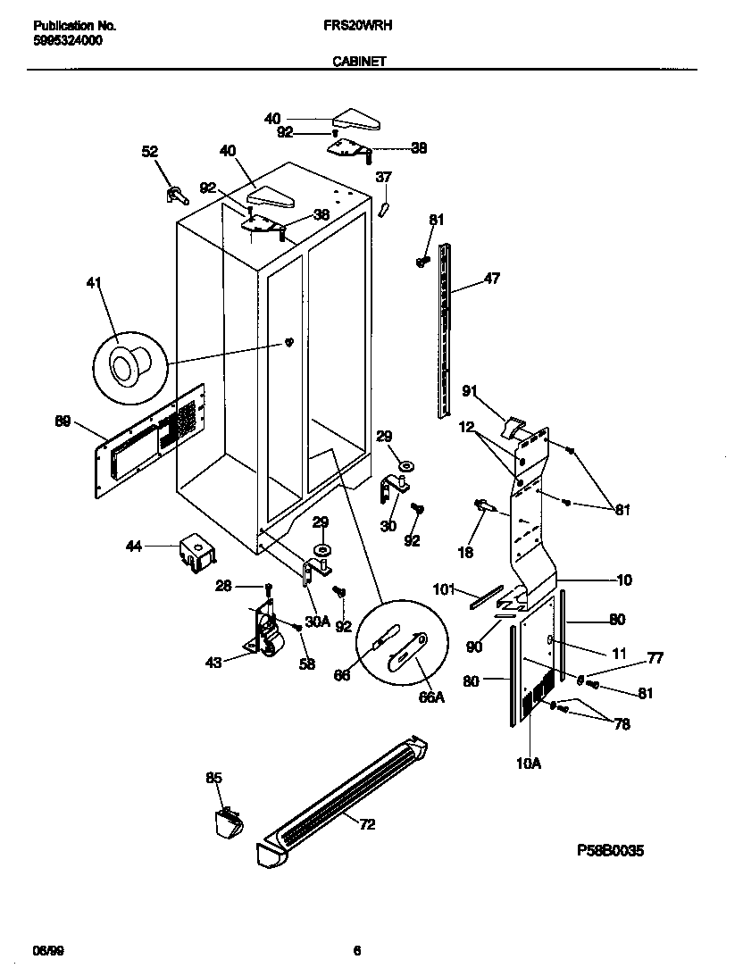 Frigidaire FRS20WRHD1 cabinet diagram