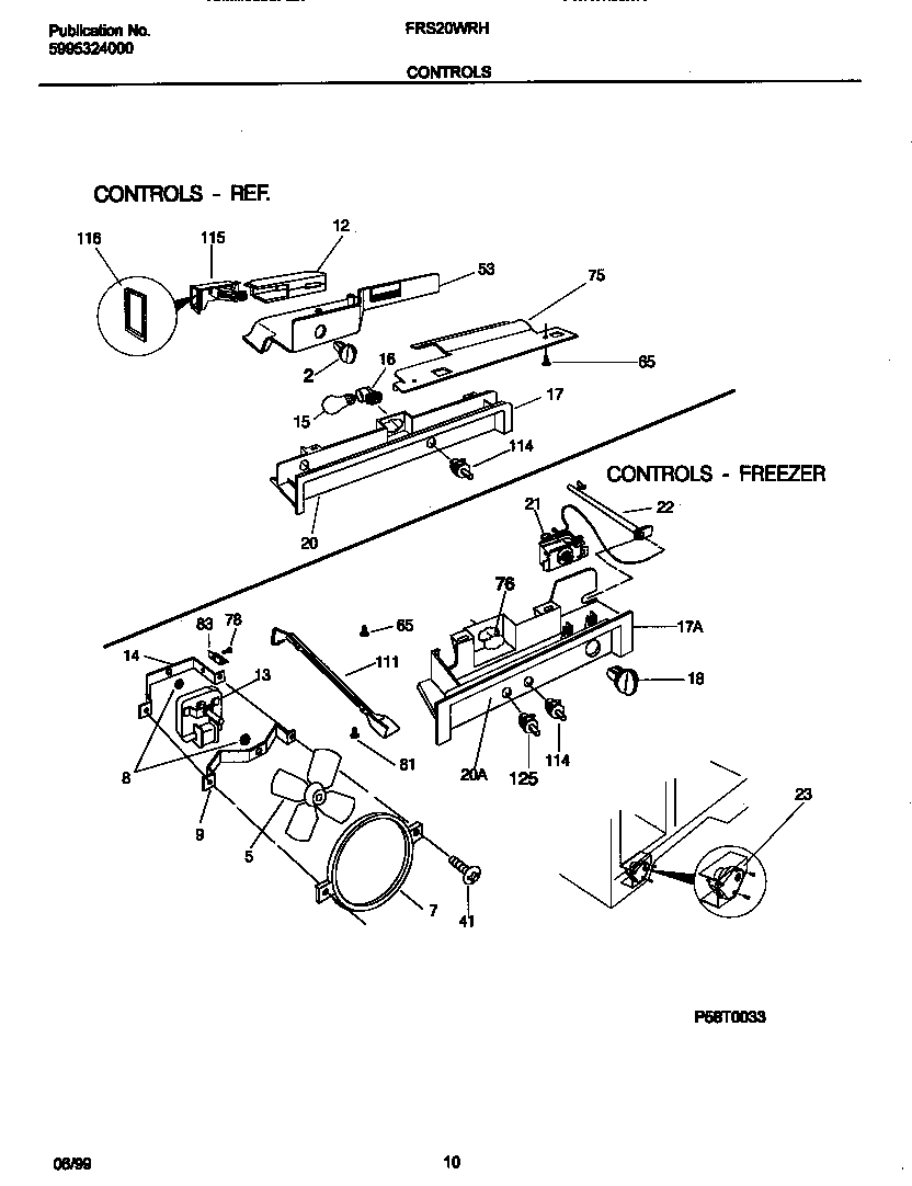 Frigidaire FRS20WRHD1 controls diagram