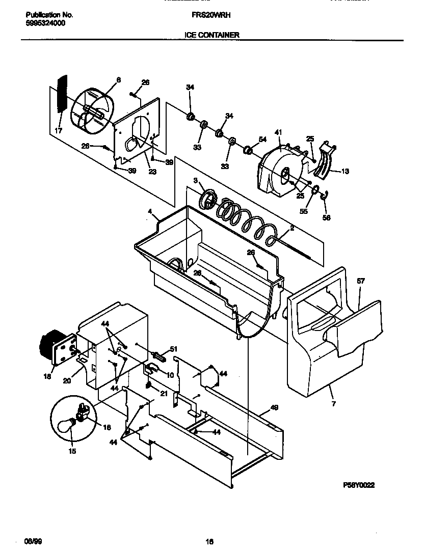 Frigidaire FRS20WRHD1 ice container diagram