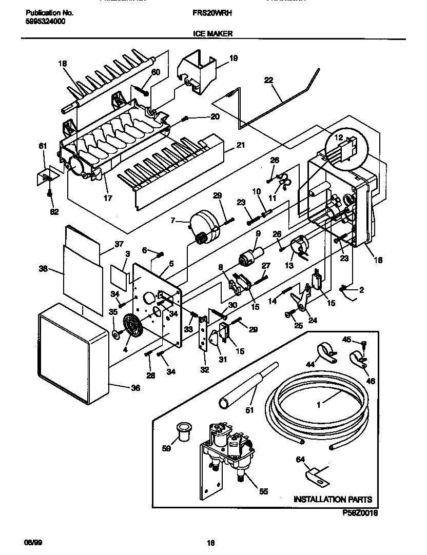 Frigidaire FRS20WRHD1 ice maker diagram