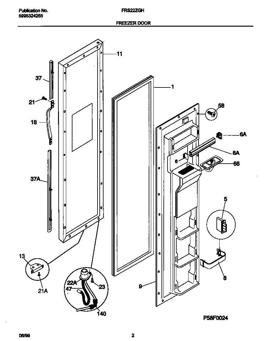 Frigidaire FRS22ZGHB0 frzr door diagram