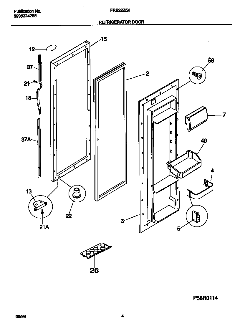 Frigidaire FRS22ZGHB0 refr door diagram