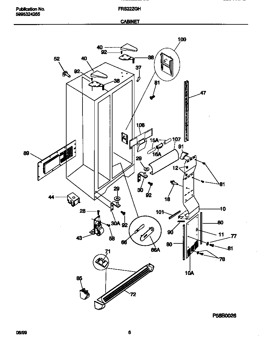 Frigidaire FRS22ZGHB0 cabinet diagram