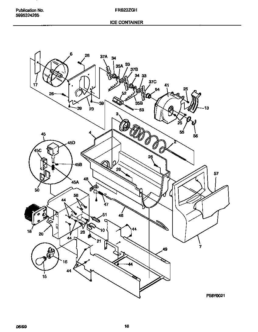 Frigidaire FRS22ZGHB0 ice container diagram