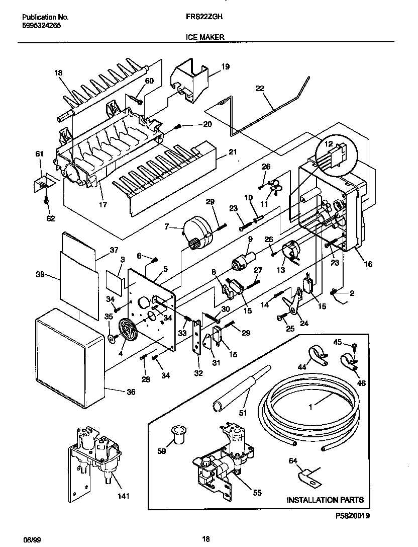 Frigidaire FRS22ZGHB0 ice maker diagram