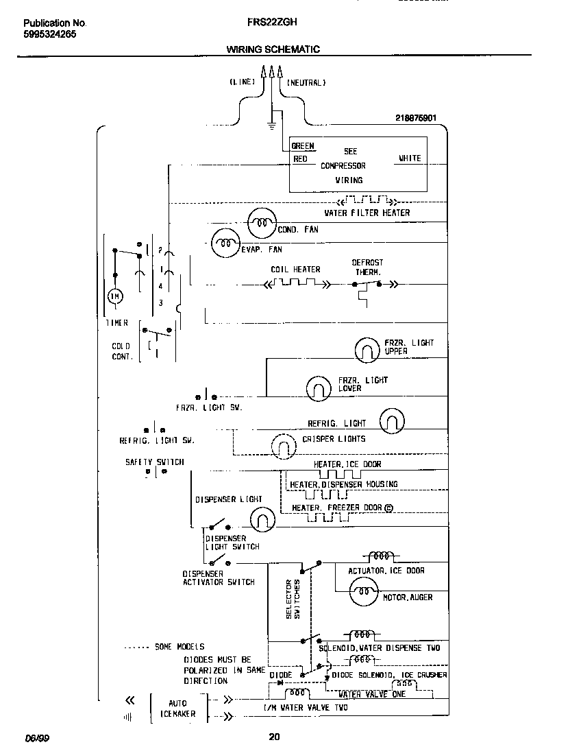 Frigidaire FRS22ZGHB0 wiring schematic diagram