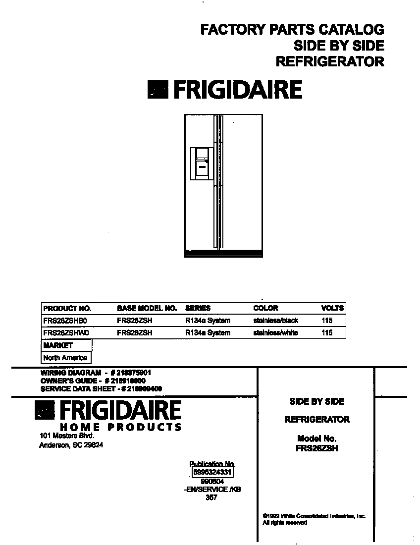 Frigidaire FRS26ZSHW0 cover diagram
