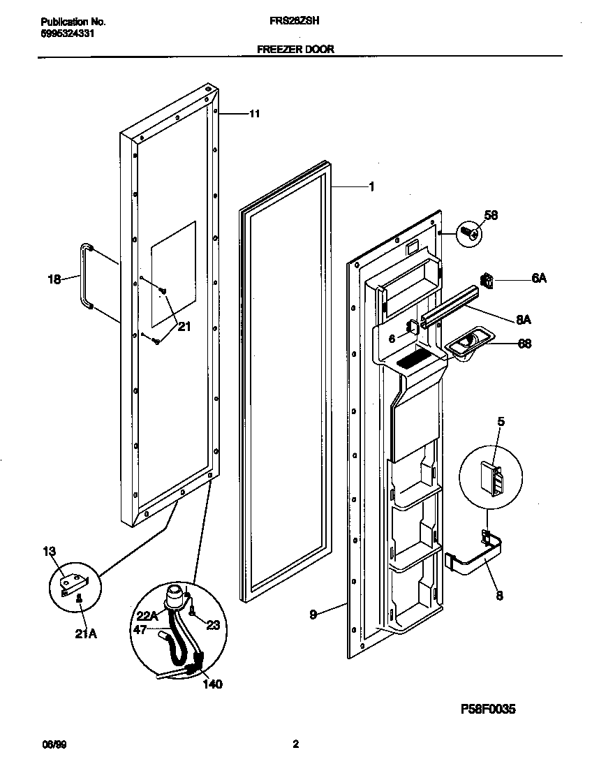 Frigidaire FRS26ZSHW0 frzr door diagram