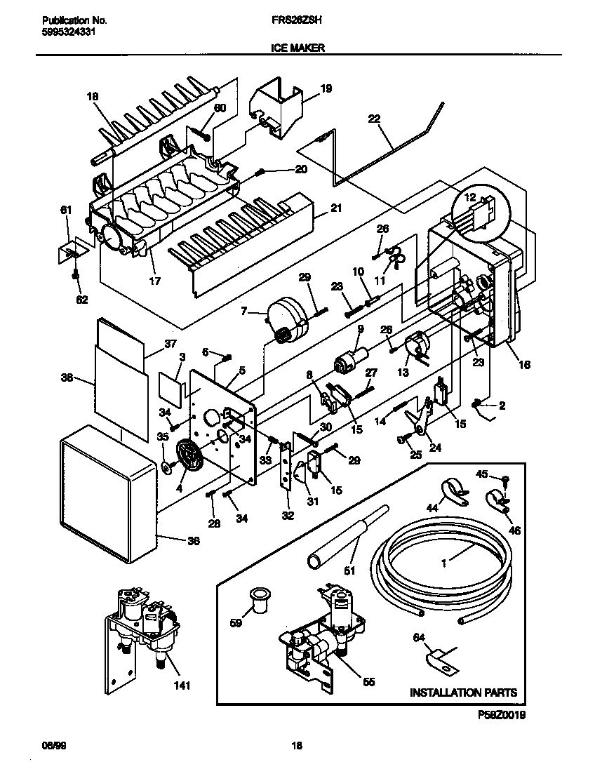 Frigidaire FRS26ZSHW0 ice maker diagram