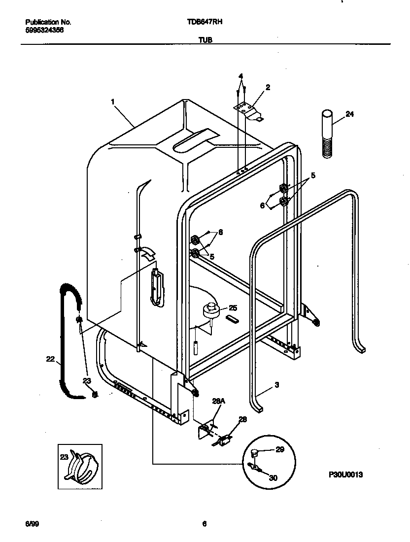 Tappan TDB647RHS0 tub diagram