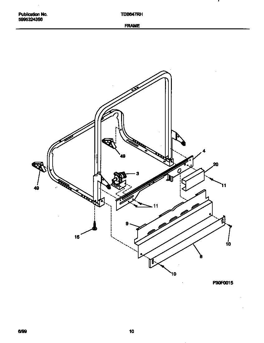 Tappan TDB647RHS0 frame diagram