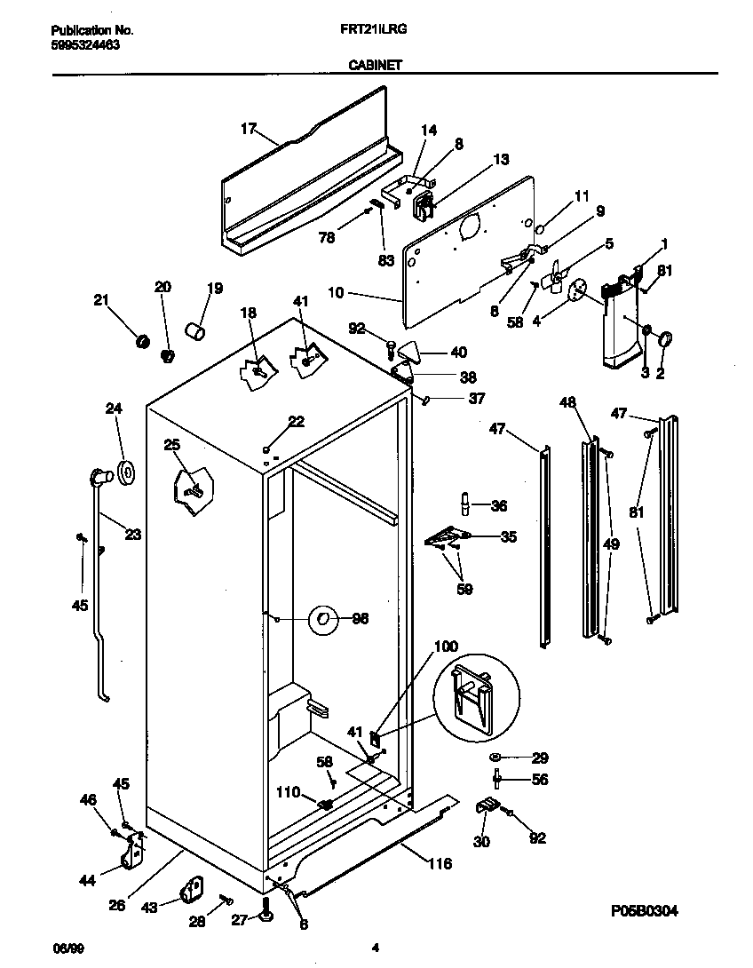 Frigidaire FRT21ILRGD0 cabinet diagram