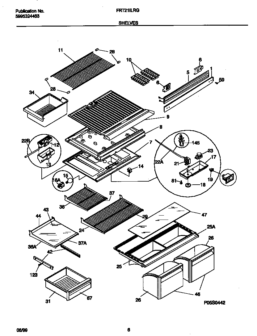 Frigidaire FRT21ILRGD0 shelves diagram
