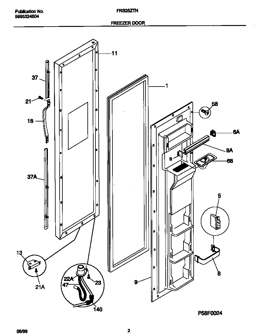 Frigidaire FRS26ZTHB0 frzr door diagram