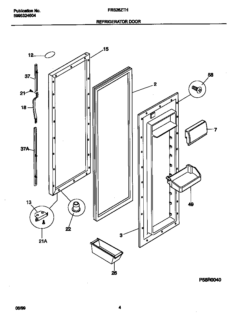 Frigidaire FRS26ZTHB0 refr door diagram