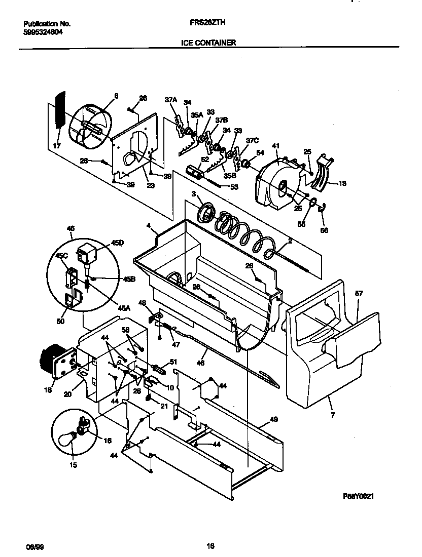Frigidaire FRS26ZTHB0 ice container diagram