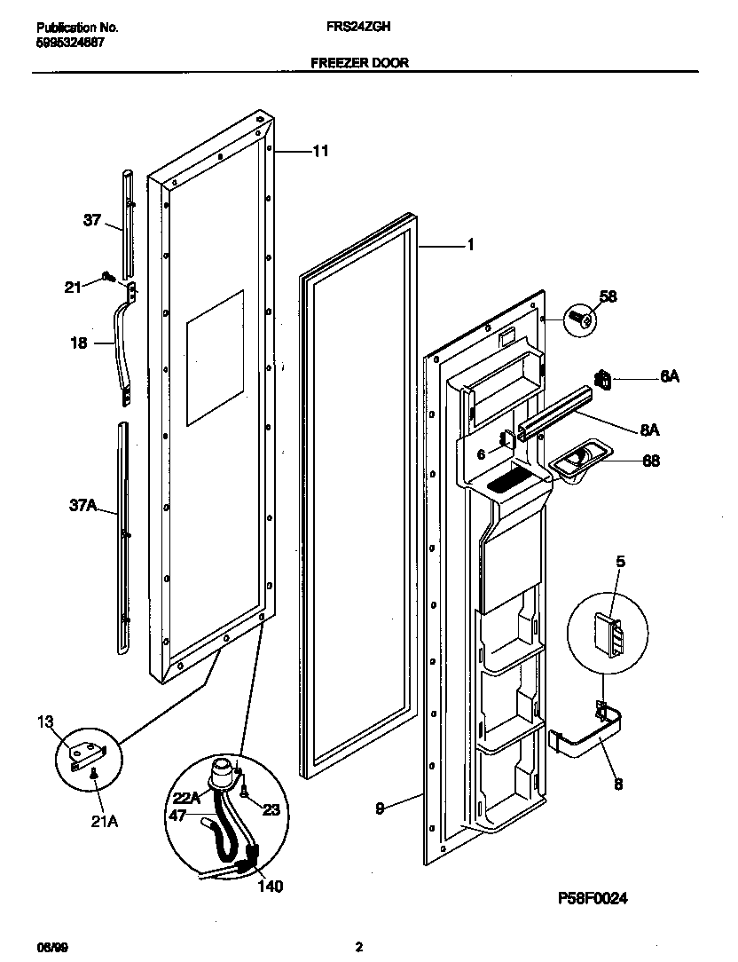 Frigidaire FRS24ZGHD0 frzr door diagram