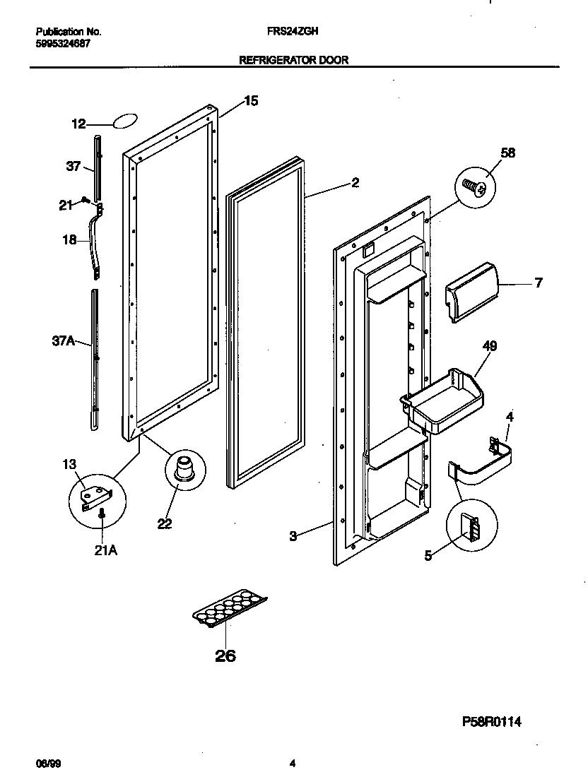 Frigidaire FRS24ZGHD0 refr door diagram