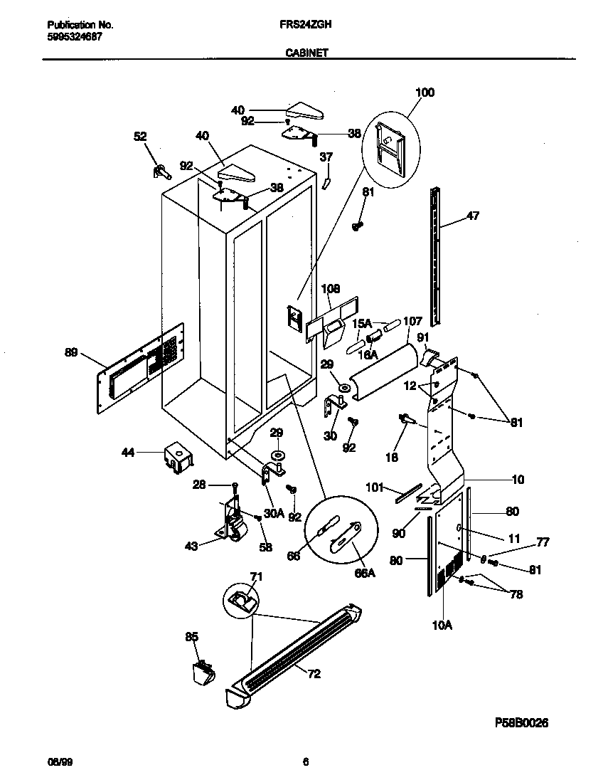 Frigidaire FRS24ZGHD0 cabinet diagram