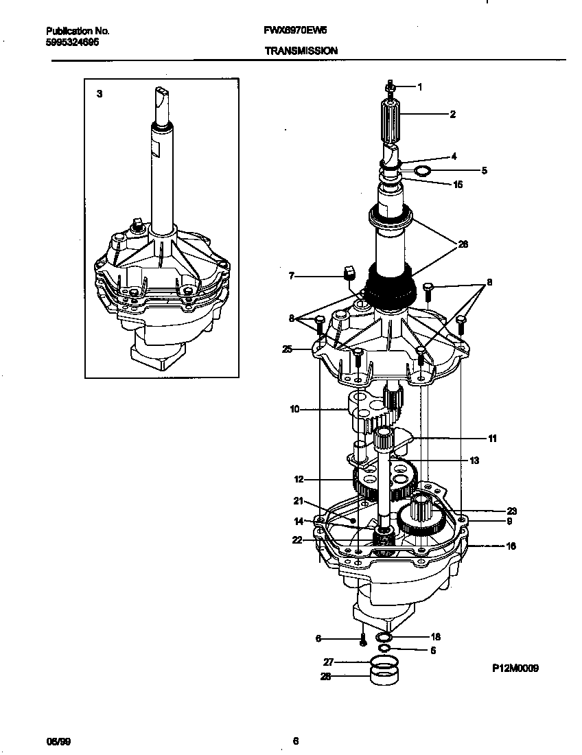 Frigidaire FWX6970EW5 p12m0009 transmission diagram