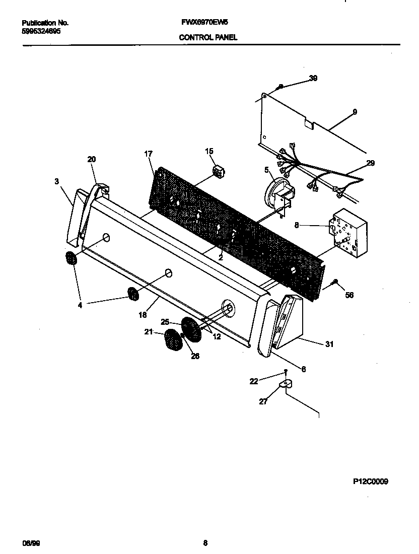 Frigidaire FWX6970EW5 p12c0009 control panel diagram