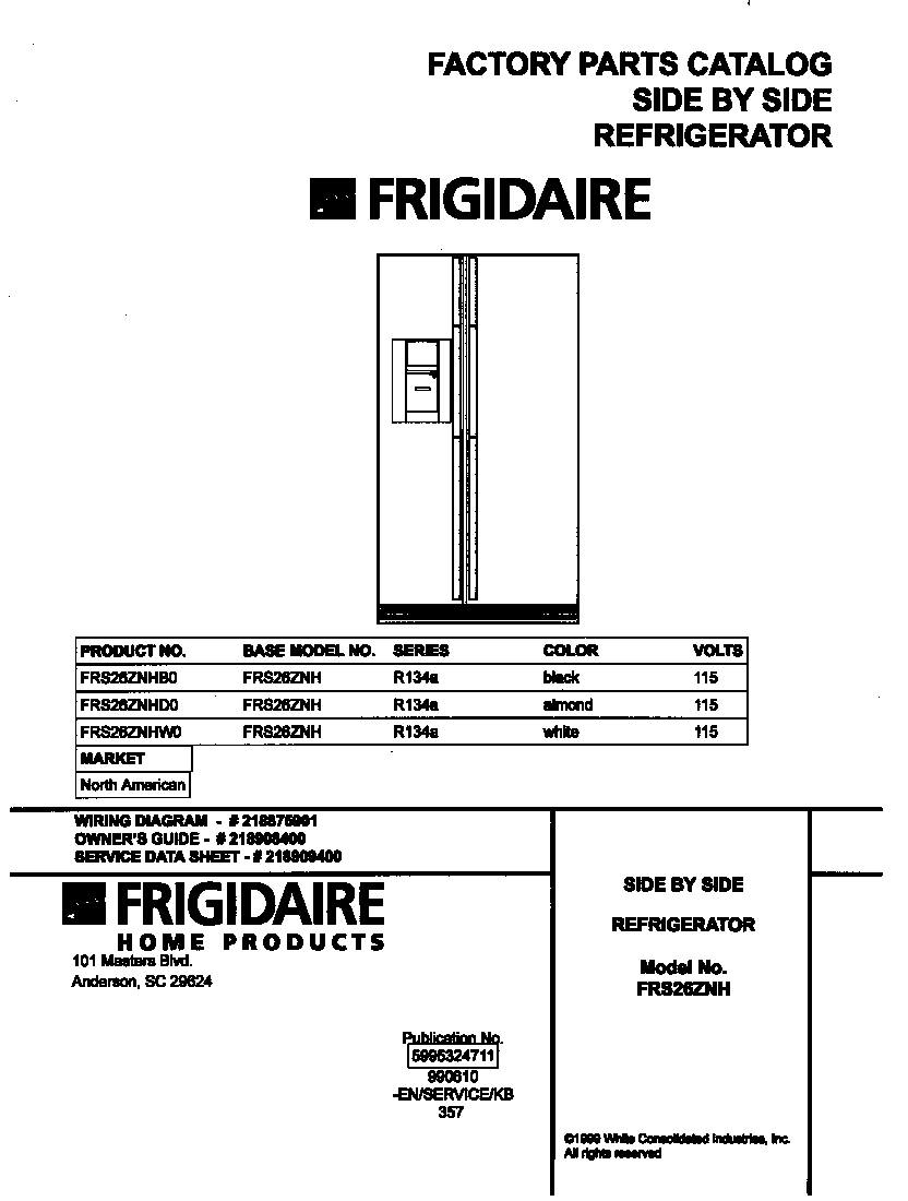 Frigidaire FRS26ZNHB0 cover diagram