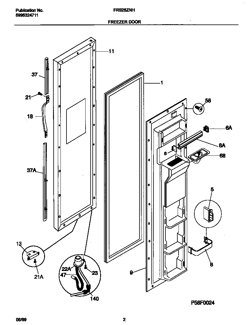 Frigidaire FRS26ZNHB0 frzr door diagram