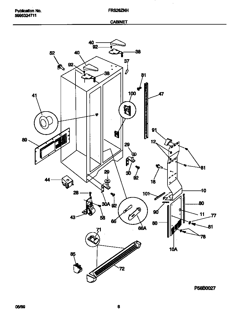 Frigidaire FRS26ZNHB0 cabinet diagram