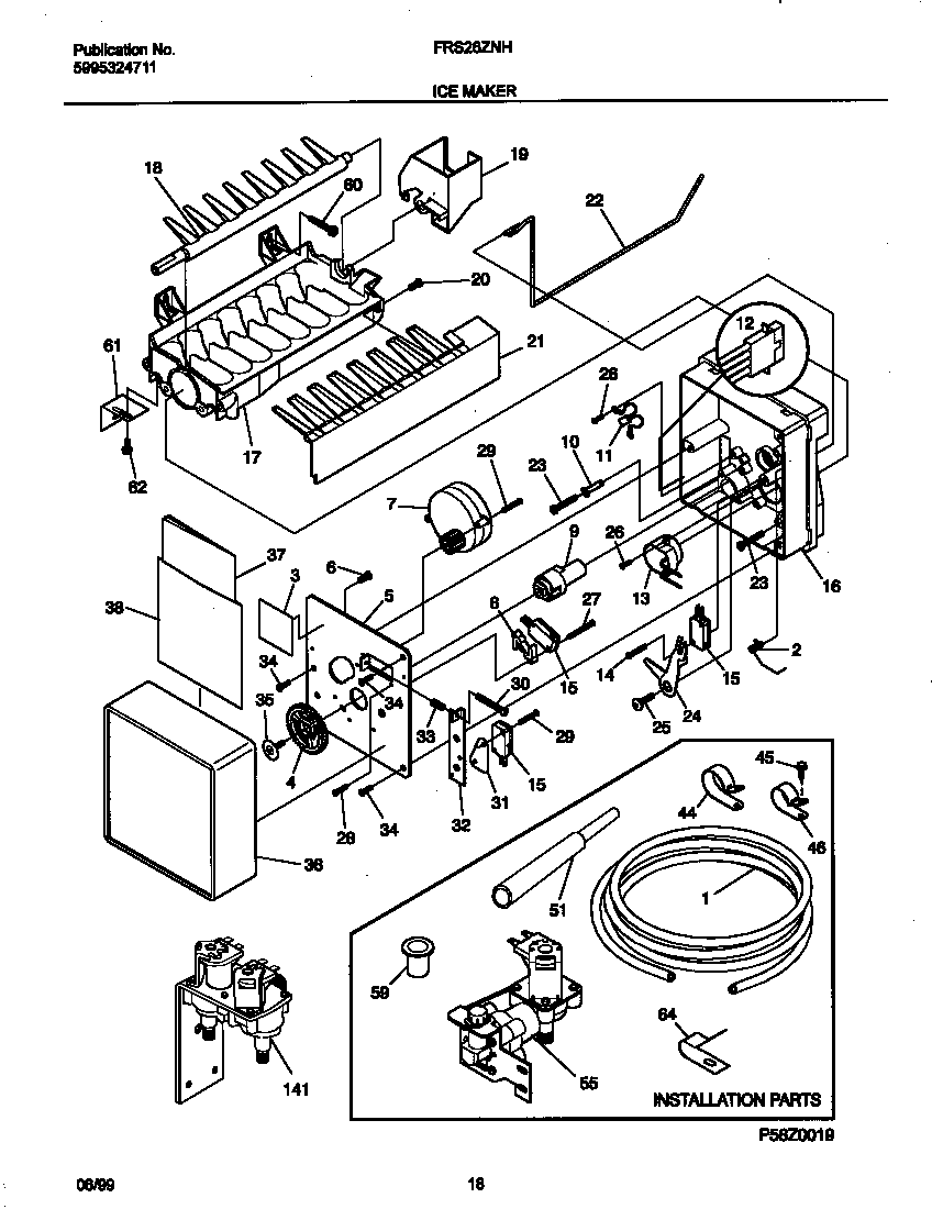 Frigidaire FRS26ZNHB0 ice maker diagram