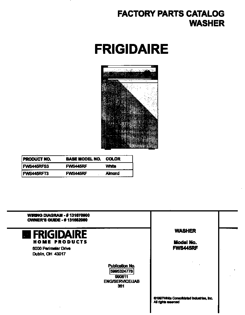 Frigidaire FWS445RFS3 cover diagram