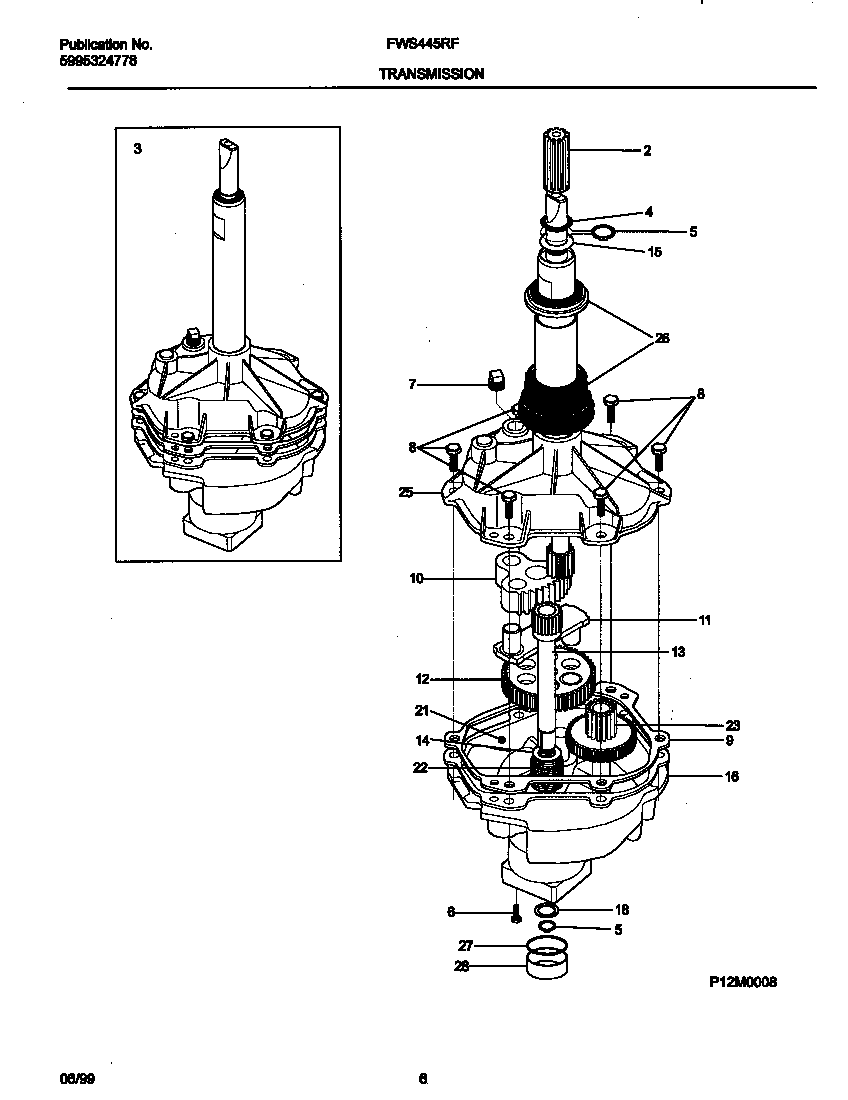 Frigidaire FWS445RFS3 p12m0008 transmission diagram