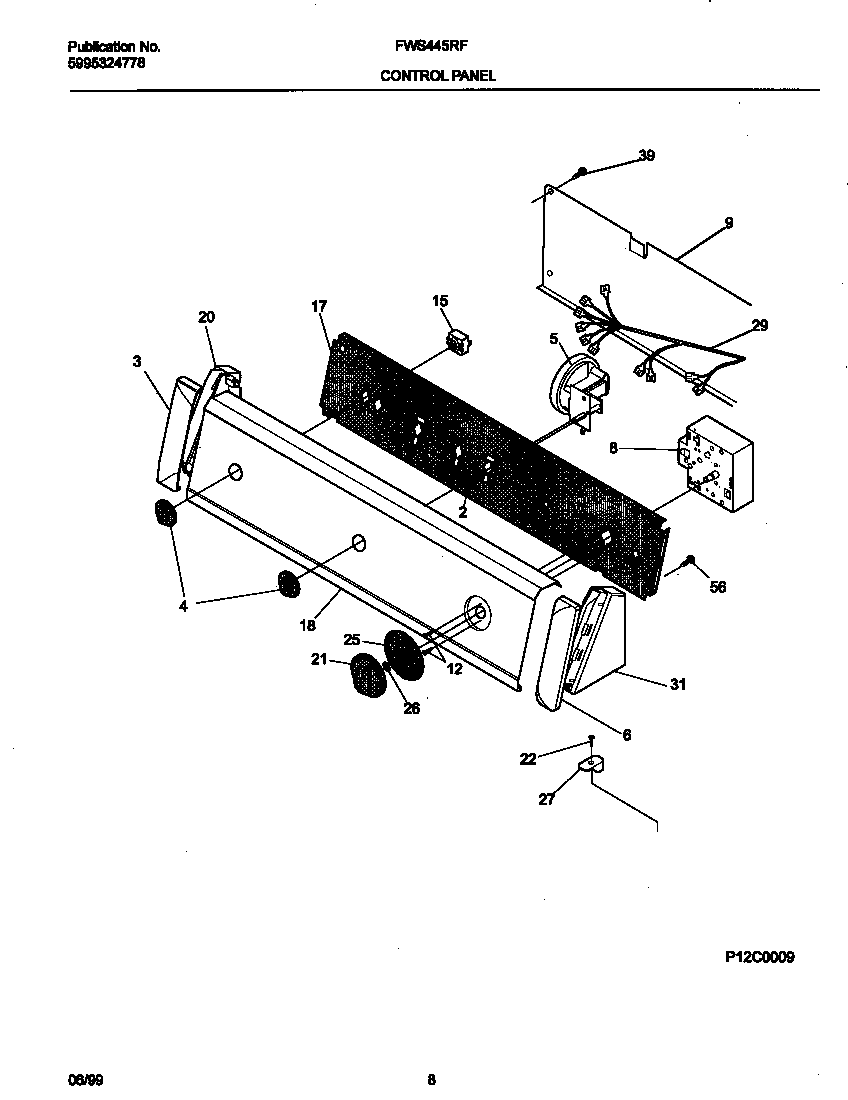 Frigidaire FWS445RFS3 p12c0009 control panel diagram