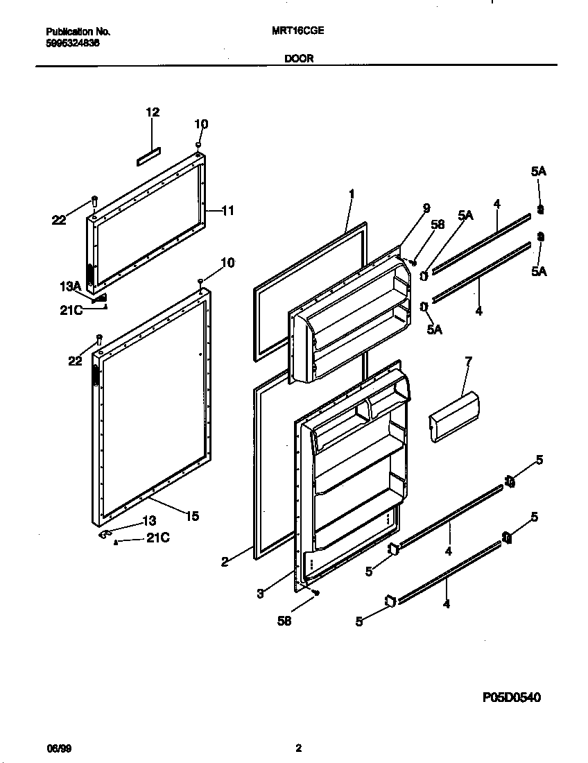 Universal/Multiflex (Frigidaire) MRT16CGEZ9 doors diagram