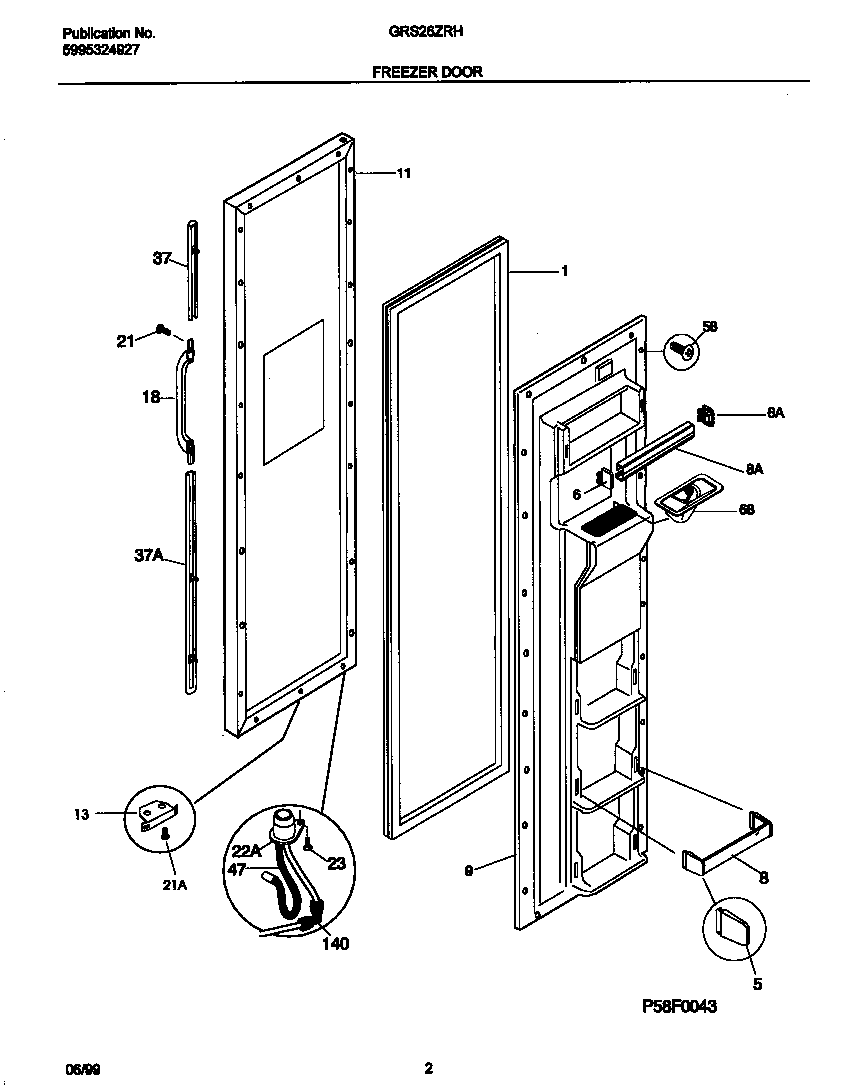 Gibson GRS26ZRHD0 frzr door diagram