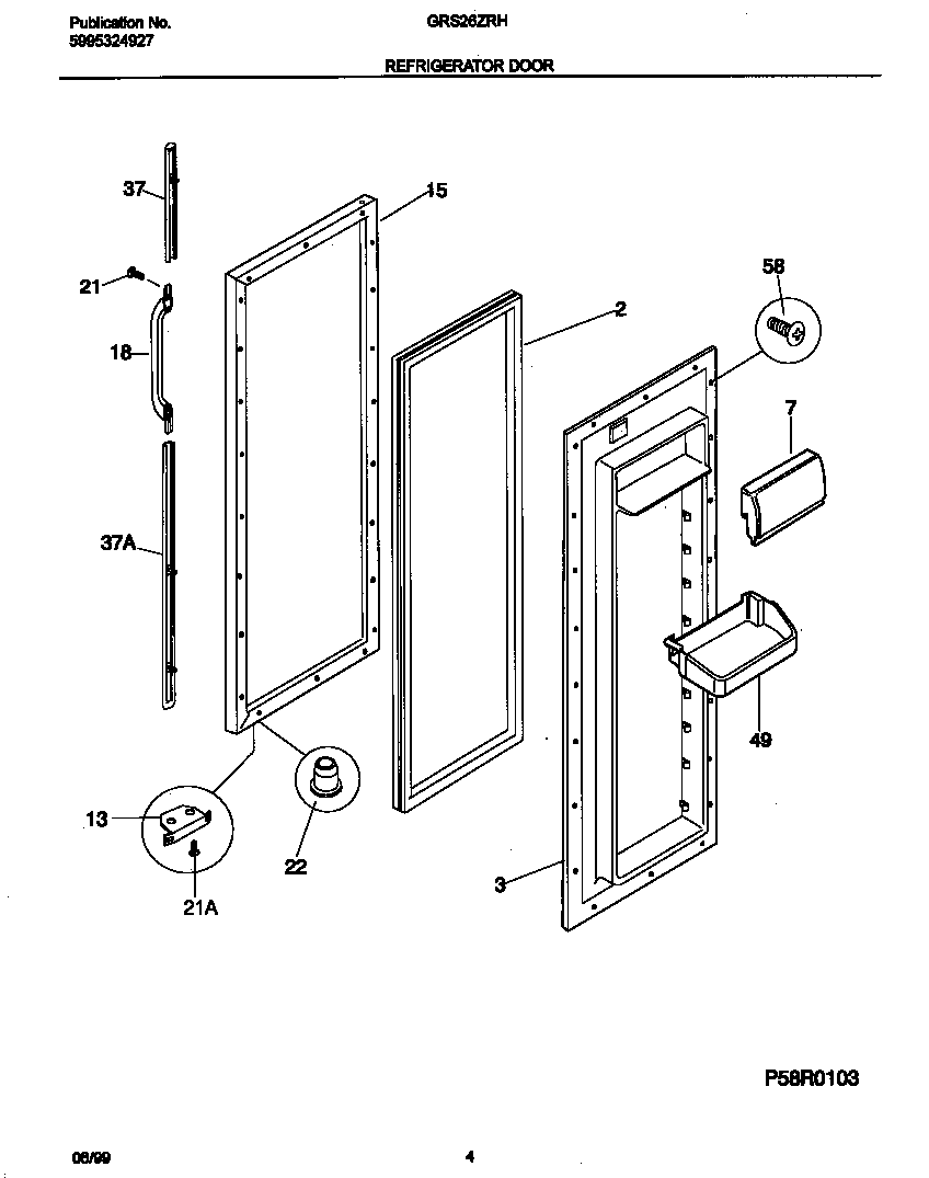 Gibson GRS26ZRHD0 refr door diagram