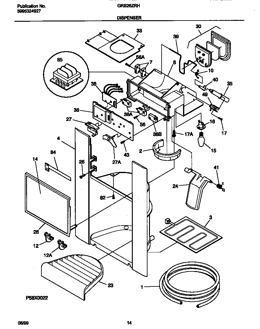 Gibson GRS26ZRHD0 ice dispenser diagram