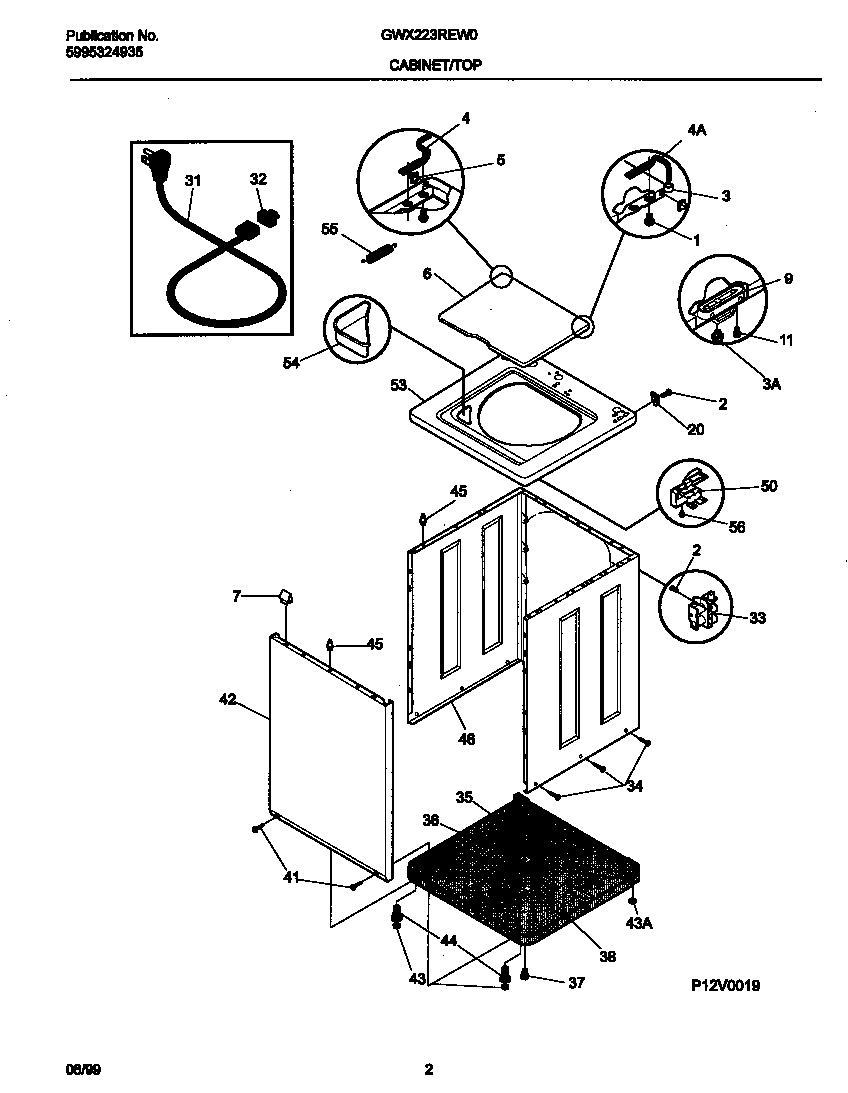 Gibson GWX223REW0 p12v0019 wshr cab,top diagram