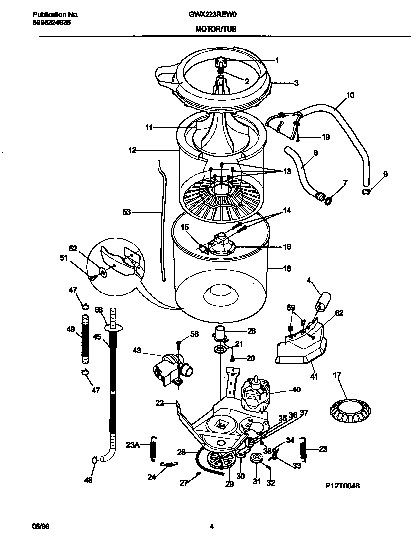 Gibson GWX223REW0 p12t0048 wshr mtr,hose diagram