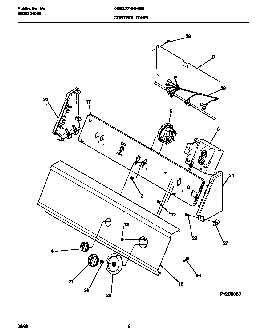 Gibson GWX223REW0 p12c0060 control panel diagram