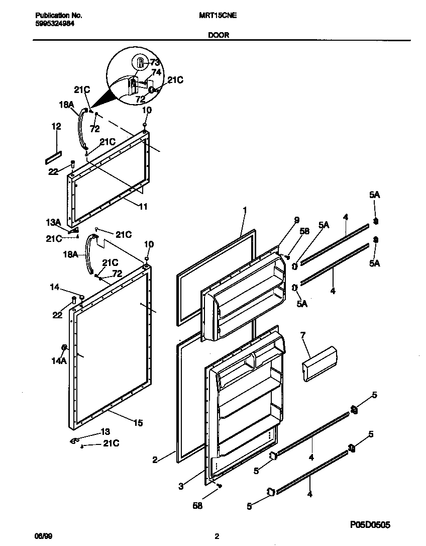 Universal/Multiflex (Frigidaire) MRT15CNEYB doors diagram