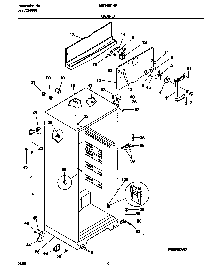 Universal/Multiflex (Frigidaire) MRT15CNEYB cabinet diagram