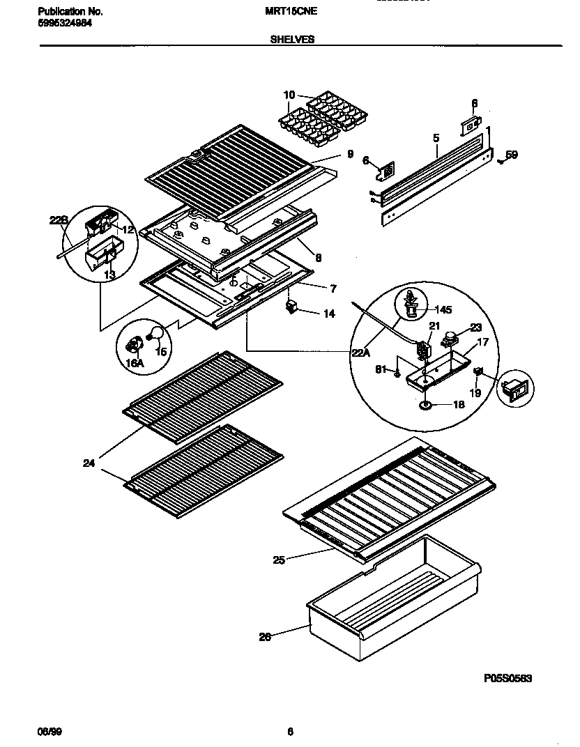 Universal/Multiflex (Frigidaire) MRT15CNEYB shelves diagram