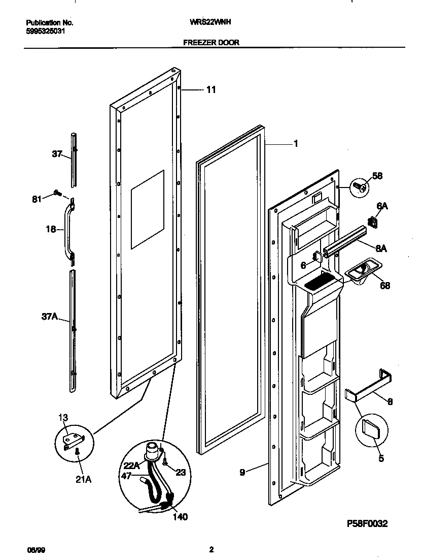 White-Westinghouse WRS22WNHD0 frzr door diagram