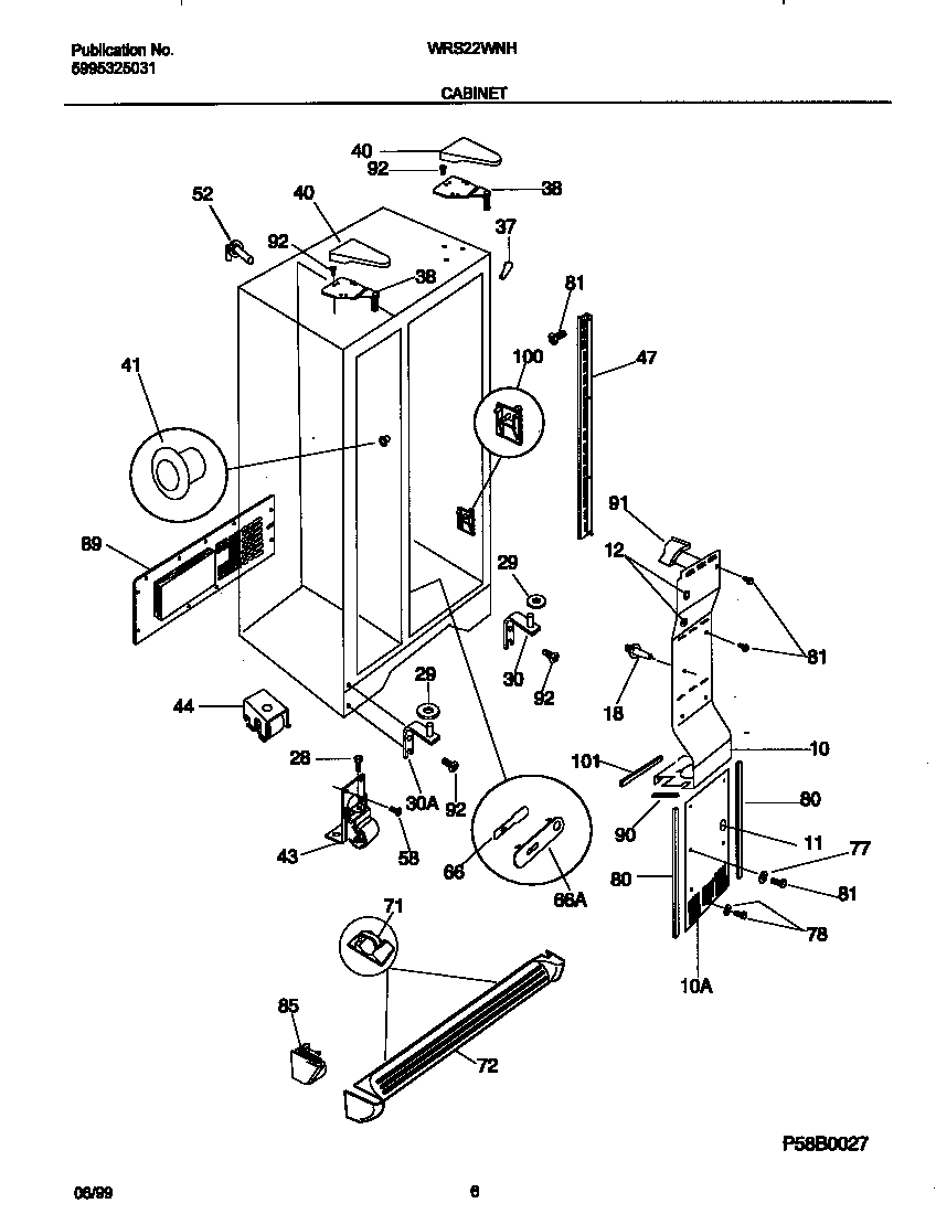 White-Westinghouse WRS22WNHD0 cabinet diagram